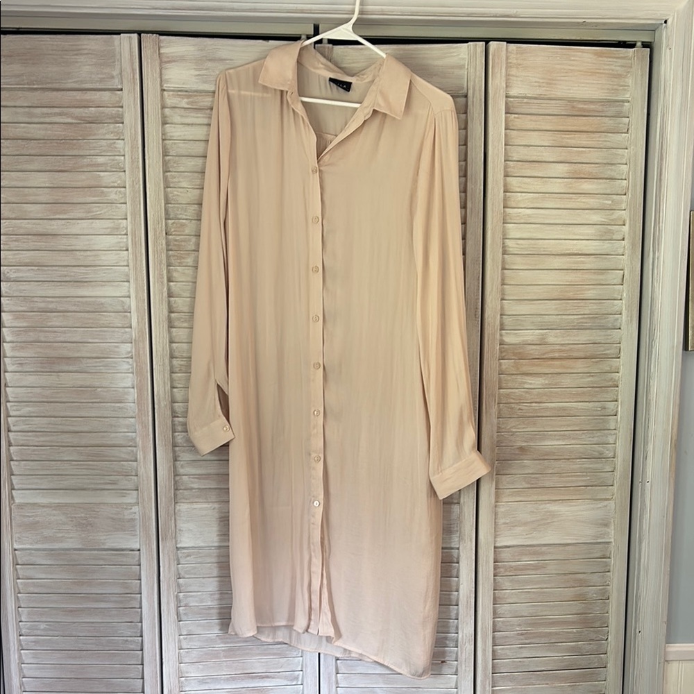 VILA Women's Beige Button Down Shirt Dress